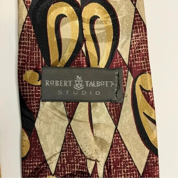 2/$30 ROBERT TALBOTT Burgundy Paisley Silk Tie & Pocket Square - Picture 7 of 16
